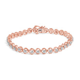 2 Micron 14K Rose Gold Plated Sterling Silver Diamond Circle Tennis Bracelet (0.10 Cttw, I-J Color, I2-I3 Clarity)
